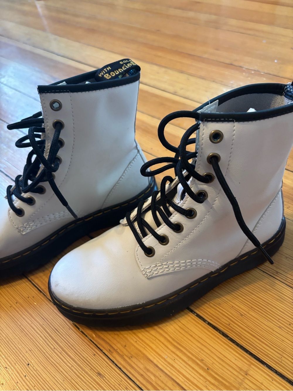 White Lace-Up Combat Boots